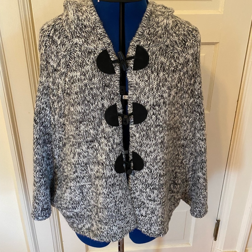 BcbgMaxAzria poncho with hood and front closures